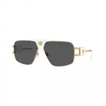Versace VE2251-147187 occhiali da sole uomo pilot, montatura gunmetal, lenti grigie, 63/12/145 mm