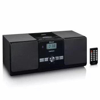 Lenco MC-030BK Micro-impianto musicale con Bluetooth, CD, radio FM, USB, AUX, nero