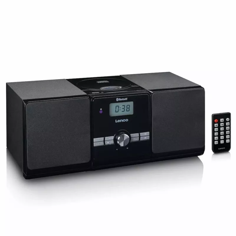 Lenco MC-030BK Micro-impianto musicale con Bluetooth, CD, radio FM, USB, AUX, nero