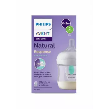 Philips Avent Natural Response Biberon anticolica con valvola AirFree, 125 ml, Newborn Flow 1, 0m+