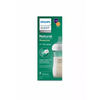 Philips AVENT Natural Response Biberon in vetro 240 ml, tettarella Medium Flow, 1m+