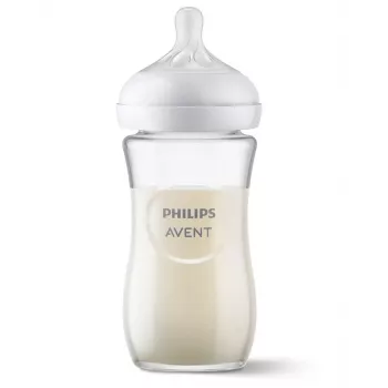 Philips AVENT Natural Response Biberon in vetro 240 ml, tettarella Medium Flow, 1m+