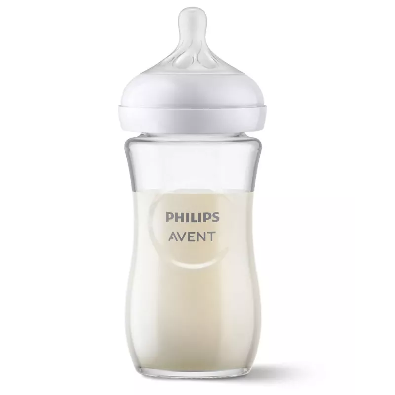 Philips AVENT Natural Response Biberon in vetro 240 ml, tettarella Medium Flow, 1m+