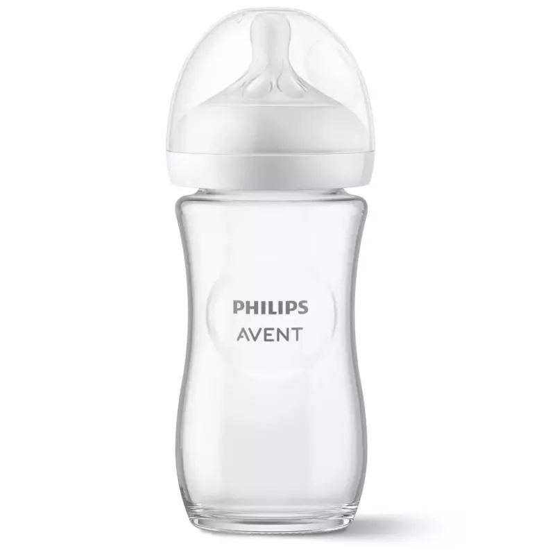 Philips AVENT Natural Response Biberon in vetro 240 ml, tettarella Medium Flow, 1m+