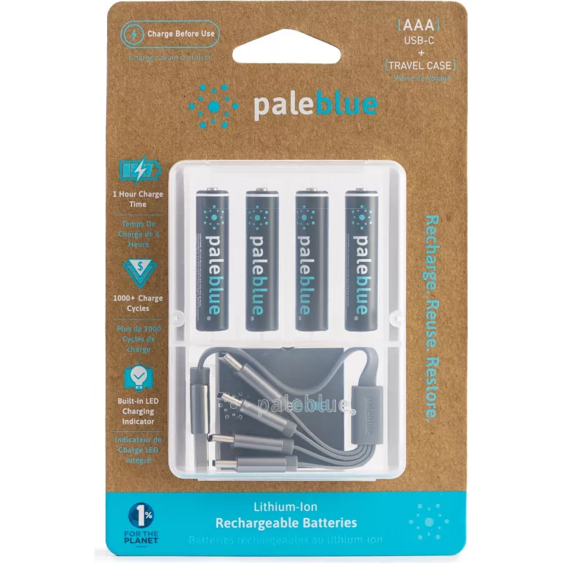 Pale Blue PB-AAA-C Batteria AAA agli ioni di litio ricaricabile USB-C