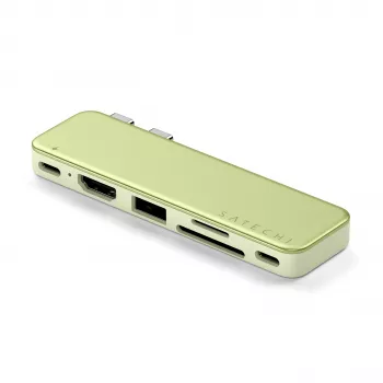 Satechi USB-C Snap Hub – Adattatore multiporta con HDMI 4K, USB 5Gbps, lettore schede, PD 45W (Citrus)