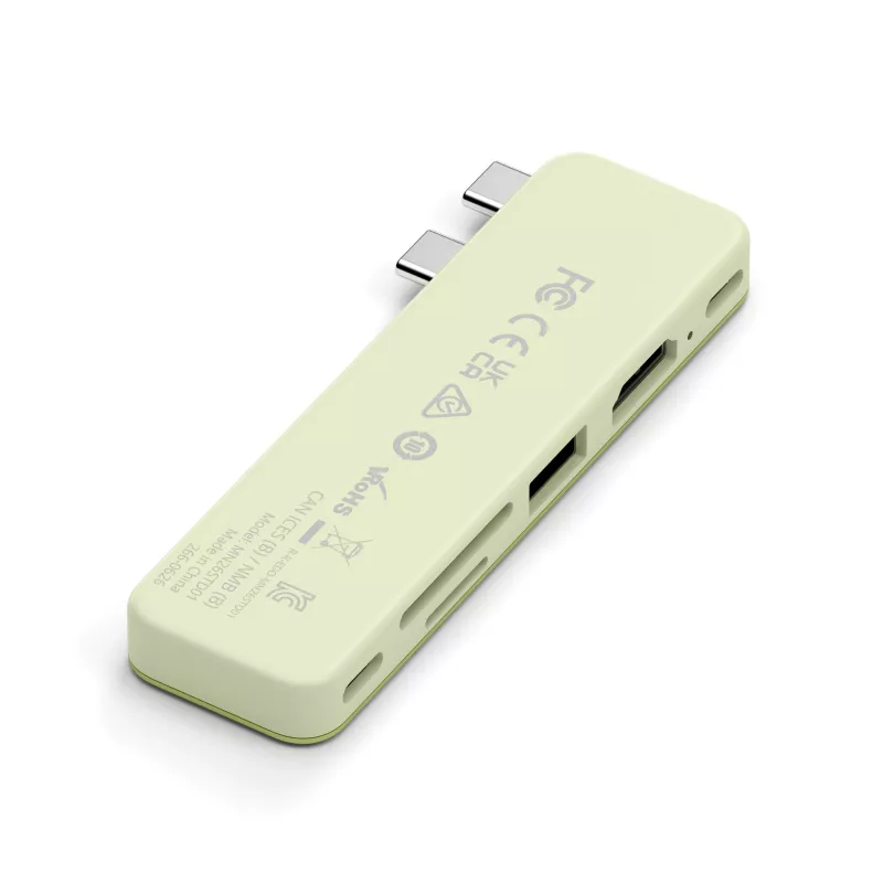 Satechi USB-C Snap Hub – Adattatore multiporta con HDMI 4K, USB 5Gbps, lettore schede, PD 45W (Citrus)