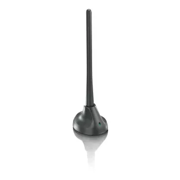 PHILIPS SDV5100/12 Antenna TV da interno con amplificazione 18 dB, UHF/VHF/FM, nero