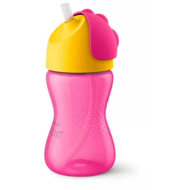 Philips Avent Bicchiere con cannuccia flessibile, 300 ml, 12m+, rosa