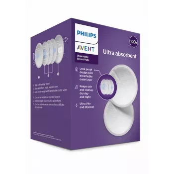 Philips Avent Coppette assorbilatte monouso (confezione da 100) | ultra assorbenti, sagomate, confezionate singolarmente