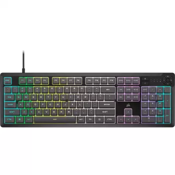 CORSAIR K55 Core tastiera da gaming a membrana RGB, RGB dinamico a 3 zone, 6 tasti macro, poggiapolsi rimovibile, USB cablata, nero/grigio