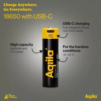 AQIILA AQ18018650398C1 batteria ricaricabile NiMH ricaricabile via USB-C, 1,2 V, 1 pz.