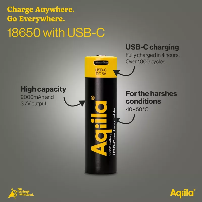 AQIILA AQ18018650398C1 Batteria NiMH ricaricabile USB-C, 1,2 V, 1 pz.