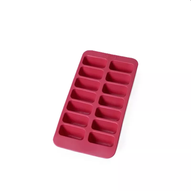 LEKUE Stampo rettangolare per cubetti di ghiaccio con coperchio, 14 cubetti, rosso