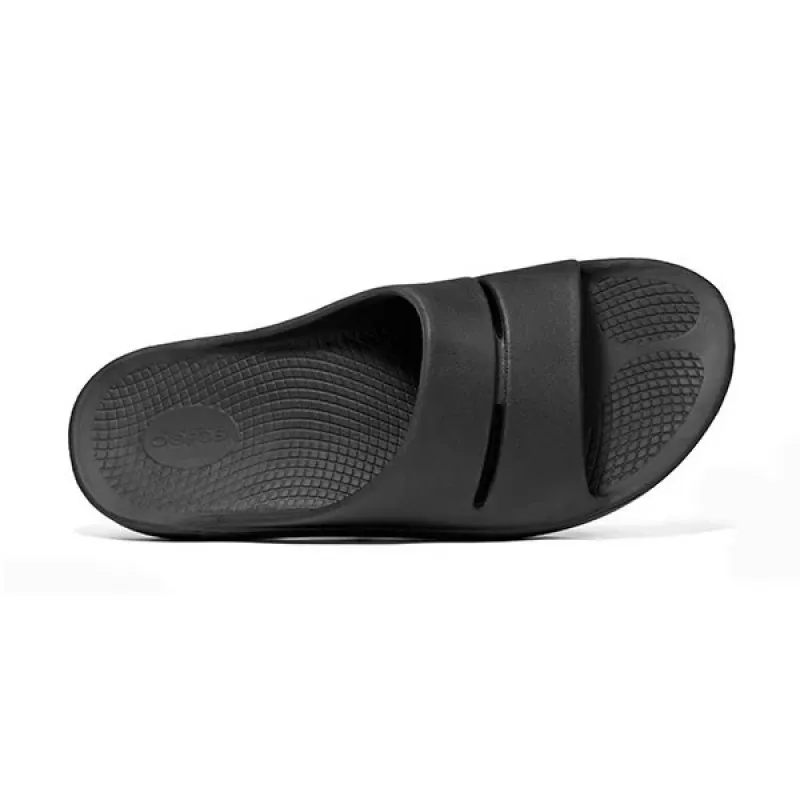 OOFOS OOahh ciabatta uomo nero - OOfoam Recovery Technology, supporto anatomico dell'arco plantare, ammortizzante