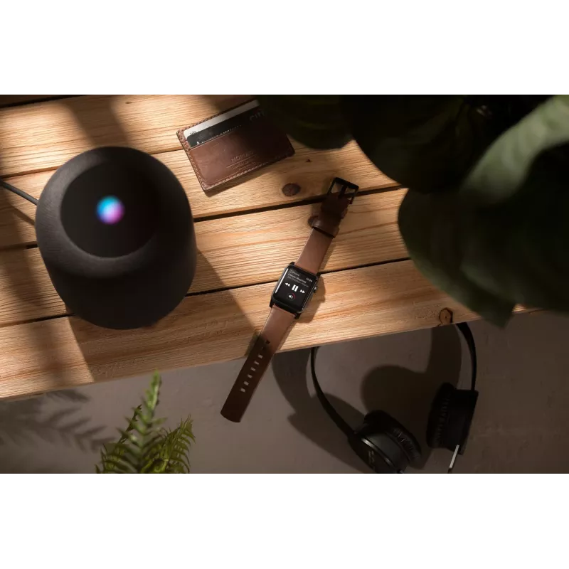 NOMAD Modern Band – cinturino in pelle Horween per Apple Watch 46mm/49mm (Rustic Brown, hardware nero)