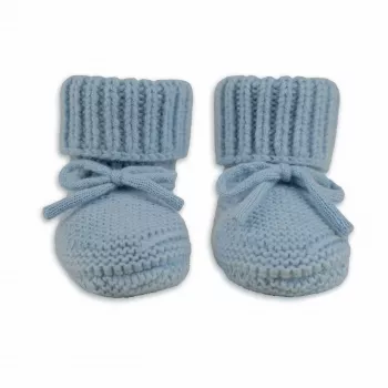 Lodger Slipper scarpine neonato in lana merino, Blue Fogg, 6-12 mesi