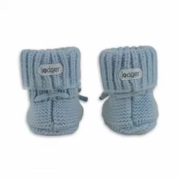 Lodger Slipper scarpine neonato in lana merino, Blue Fogg, 6-12 mesi
