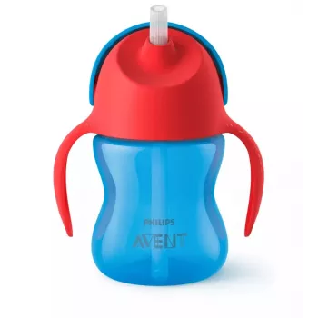 Philips AVENT bicchiere con cannuccia flessibile, 200 ml, 9m+, blu