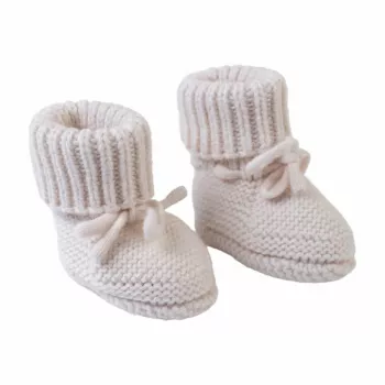 Lodger Slipper Folklore scarpine neonato in lana merino, betulla, 0-6 mesi