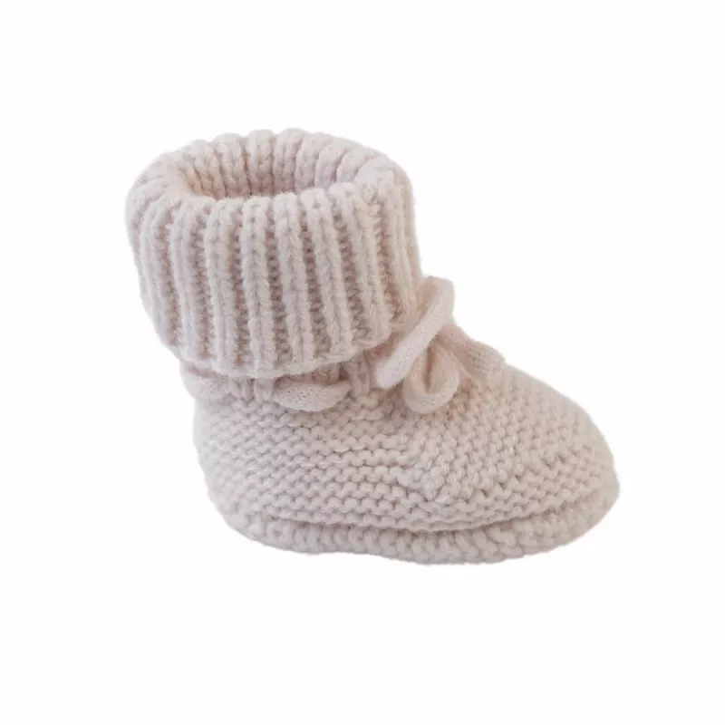 Lodger Slipper Folklore scarpine neonato in lana merino, betulla, 0-6 mesi
