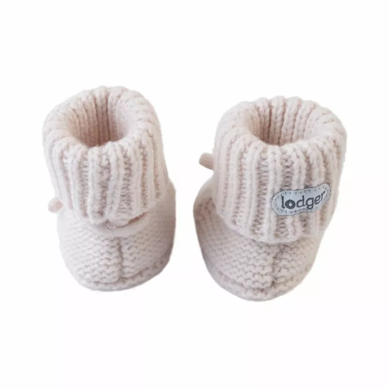 Lodger Slipper Folklore scarpine neonato in lana merino, betulla, 0-6 mesi