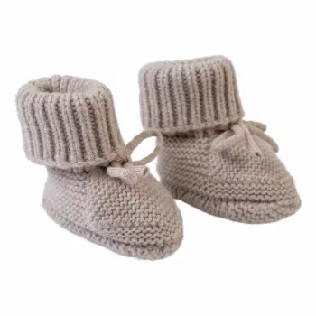 Lodger Slipper Folklore scarpine neonato in lana merino, beige, 0-6 mesi