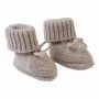 Lodger Slipper Folklore scarpine neonato in lana merino, beige, 0-6 mesi