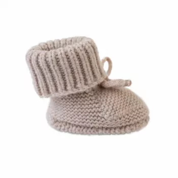 Lodger Slipper Folklore scarpine neonato in lana merino, beige, 0-6 mesi