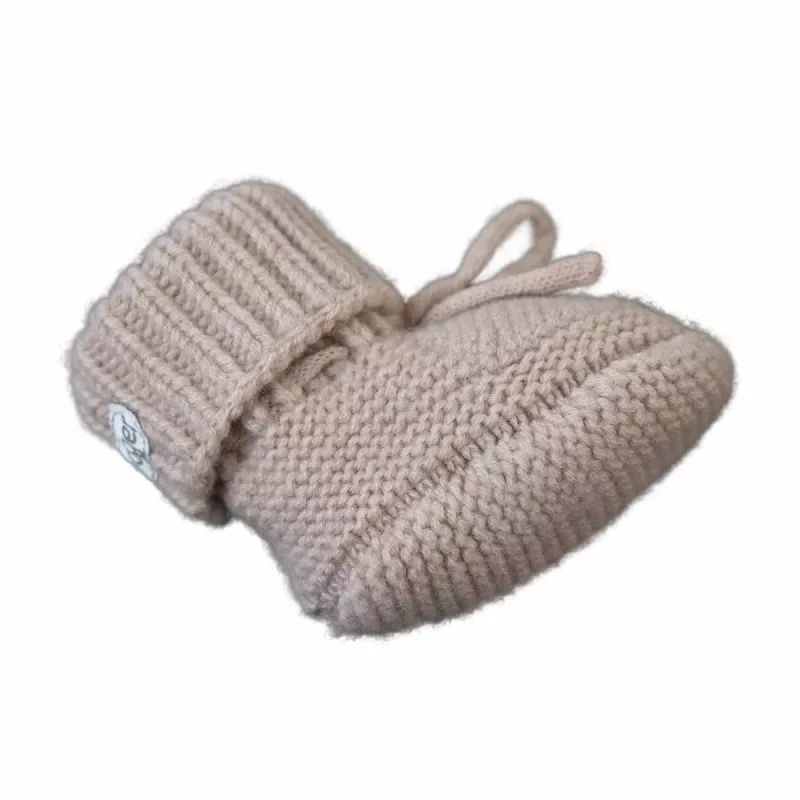 Lodger Slipper Folklore scarpine neonato in lana merino, beige, 0-6 mesi