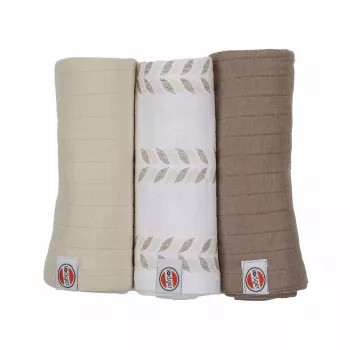 Lodger Swadler Solid Matcha fascia in cotone, birch, 70x70 cm, confezione da 3