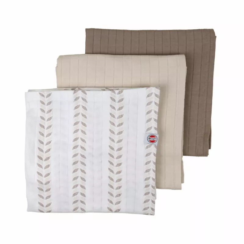 Lodger Swadler Solid Matcha fascia in cotone, birch, 70x70 cm, confezione da 3