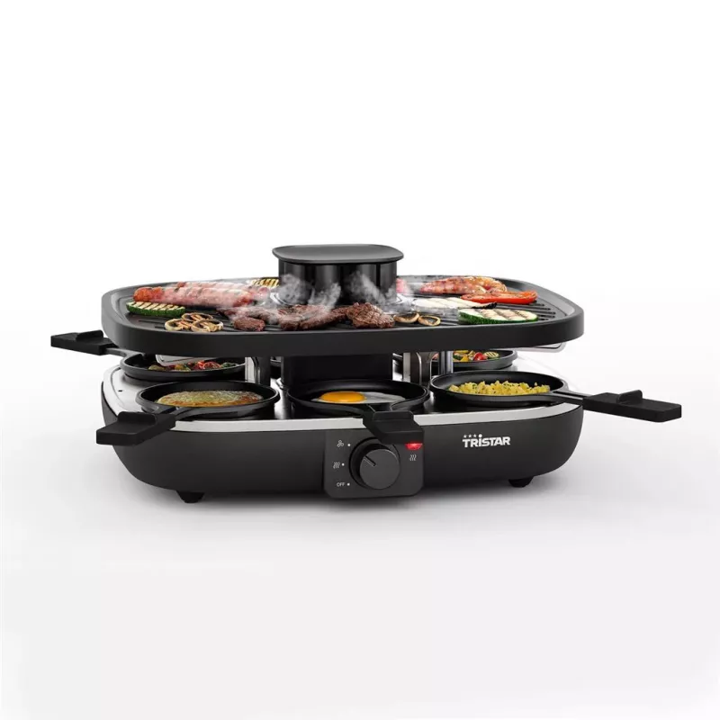 Tristar RA-2760 raclette grill con 6 padelline, ventilazione attiva, nero