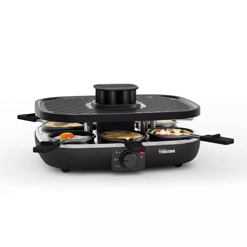Tristar RA-2760 raclette grill con 6 padelline, ventilazione attiva, nero