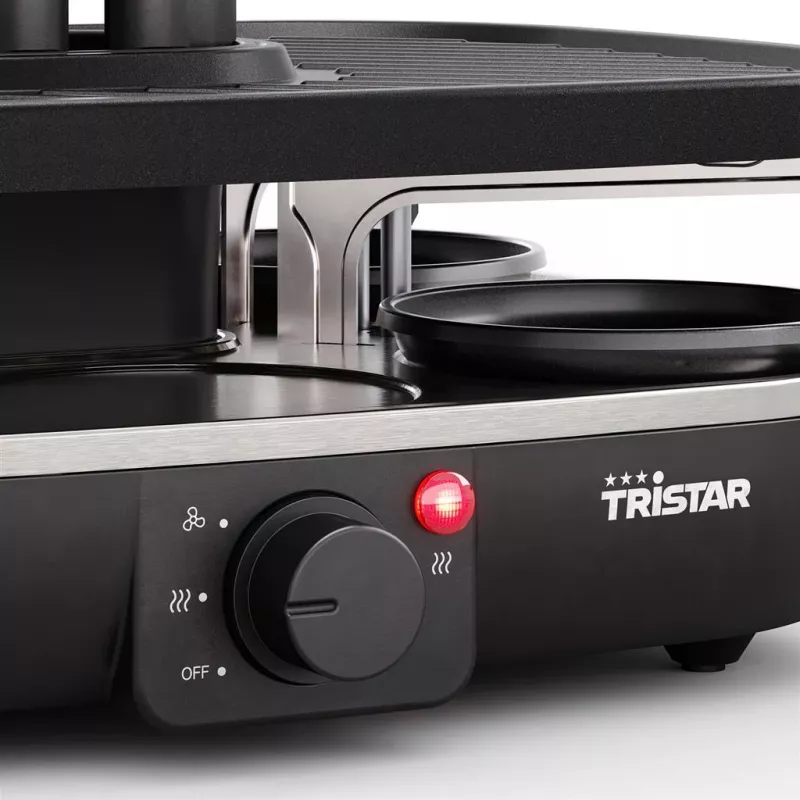 Tristar RA-2760 raclette grill con 6 padelline, ventilazione attiva, nero