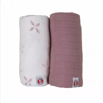 Lodger Swadler Solid Matcha panno in cotone per puck, Powder Rose, 110x110 cm, confezione da 2