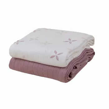 Lodger Swadler Solid Matcha panno in cotone per puck, Powder Rose, 110x110 cm, confezione da 2