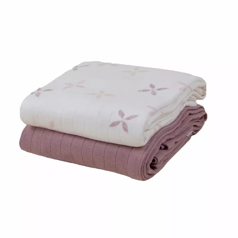 Lodger Swadler Solid Matcha panno in cotone per puck, Powder Rose, 110x110 cm, confezione da 2