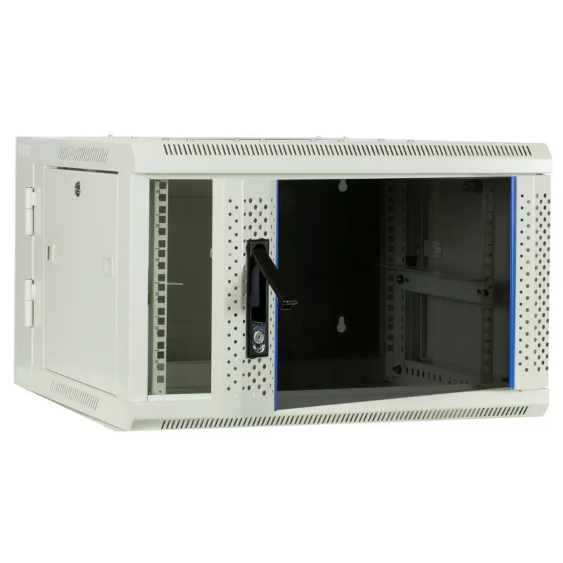 DSIT armadio rack a parete 6U con porta in vetro, bianco, 600x600x368 mm DS6606W-DOUBLE