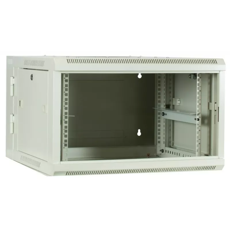 DSIT armadio rack a parete 6U con porta in vetro, bianco, 600x600x368 mm DS6606W-DOUBLE