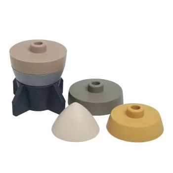 BABY'S ONLY torre impilabile in silicone razzo, colori naturali, 0+ mesi