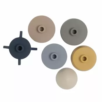BABY'S ONLY torre impilabile in silicone razzo, colori naturali, 0+ mesi