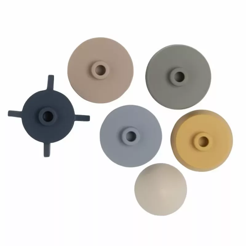 BABY'S ONLY torre impilabile in silicone razzo, colori naturali, 0+ mesi