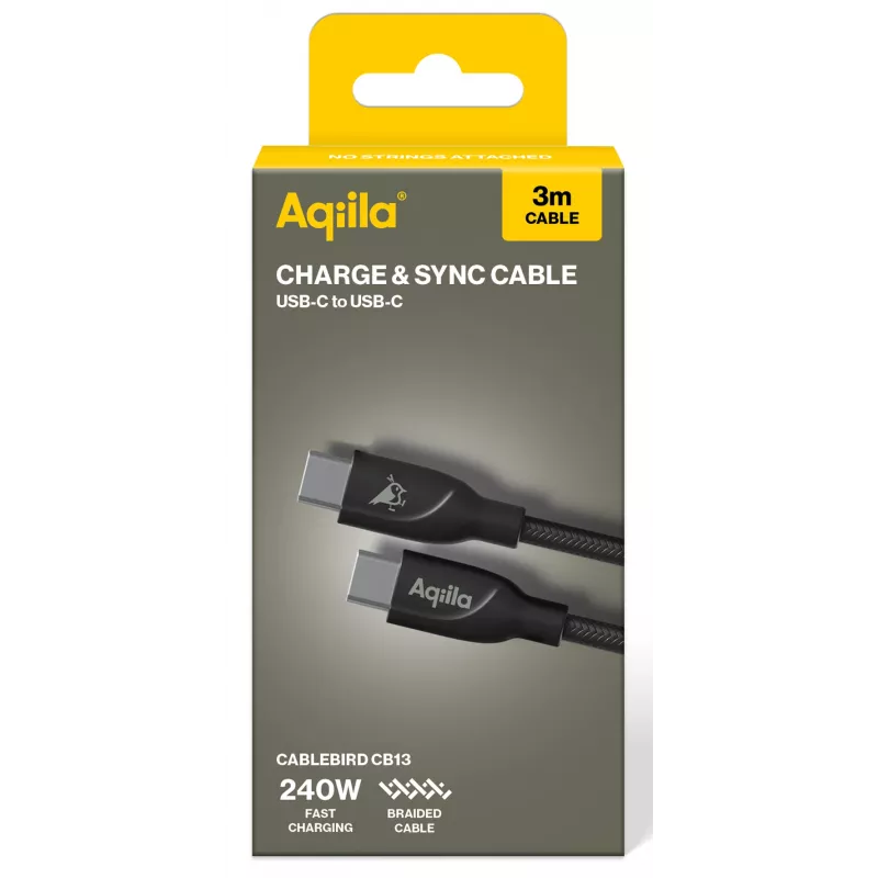 AQIILA cavo di ricarica e sincronizzazione USB-C a USB-C 3 m nero AQCBPBICB4BD881