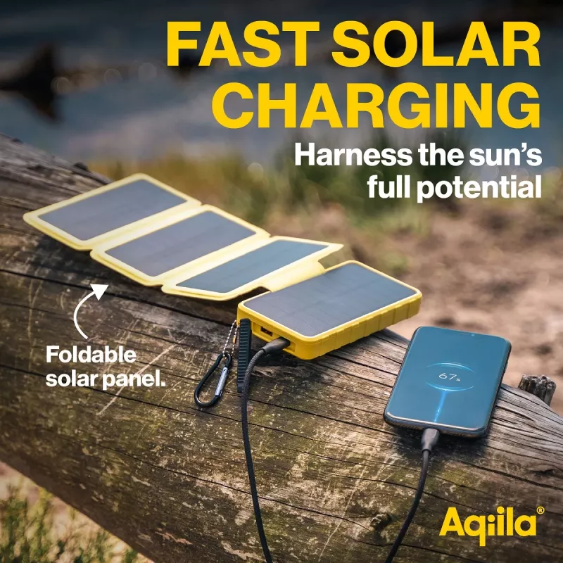 Aqiila Powerbird BS10 powerbank solare 10000 mAh nero e arancione