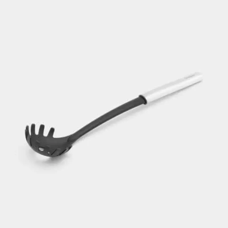 Brabantia Essential cucchiaio per spaghetti, testa in nylon, manico in acciaio opaco, antiaderente