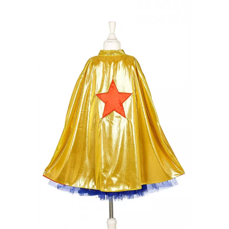 Souza! costume da supereroina vestito con mantello, rosa/oro/blu, 5-7 anni (116-128 cm)