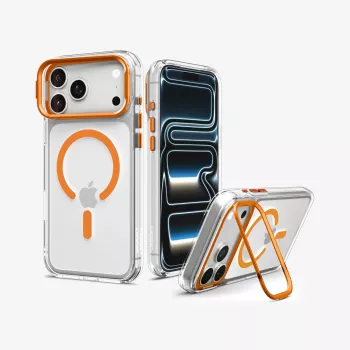 Spigen Ultra Hybrid Optik S custodia MagSafe per iPhone 17 Pro / 18 Pro - trasparente/arancione