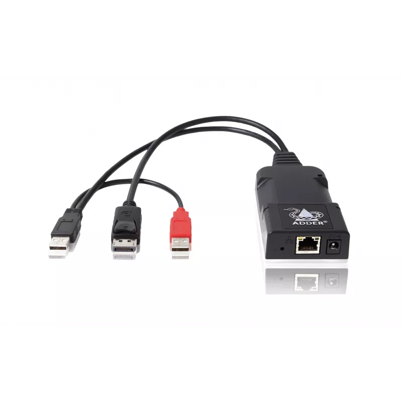 Trasmettitore extender KVM ADDER ALIF101T-DP DisplayPort su Cat5e/6/7 - 2560x1600, USB 2.0, audio, alluminio nero