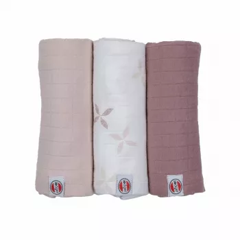Panno fasciatoio in cotone Lodger Swadler Solid Matcha, rosa, 70x70 cm, 3 pezzi
